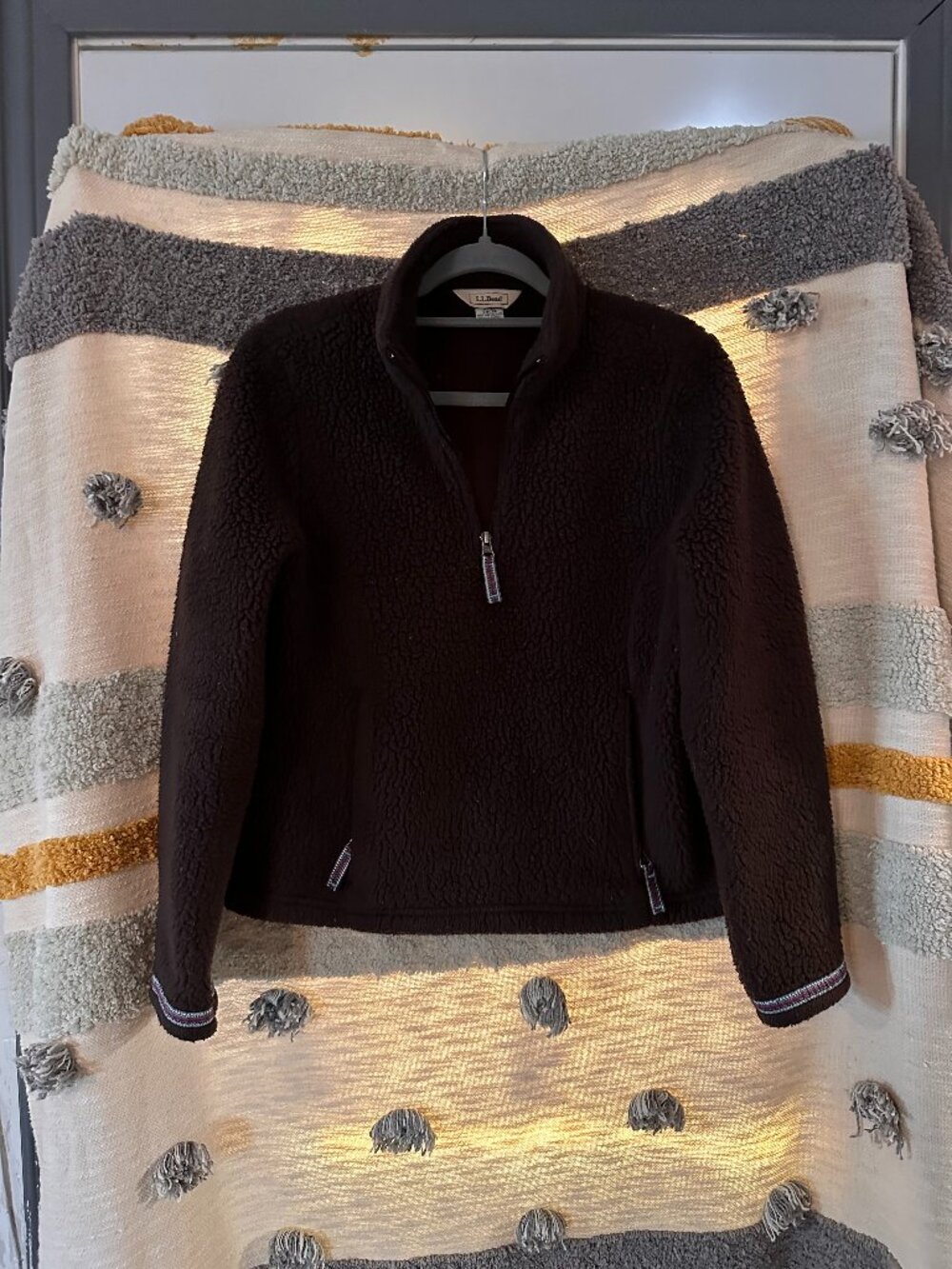 L.L. Bean Sherpa Fleece Quarter-Zip Pullover - Black Small Petite
